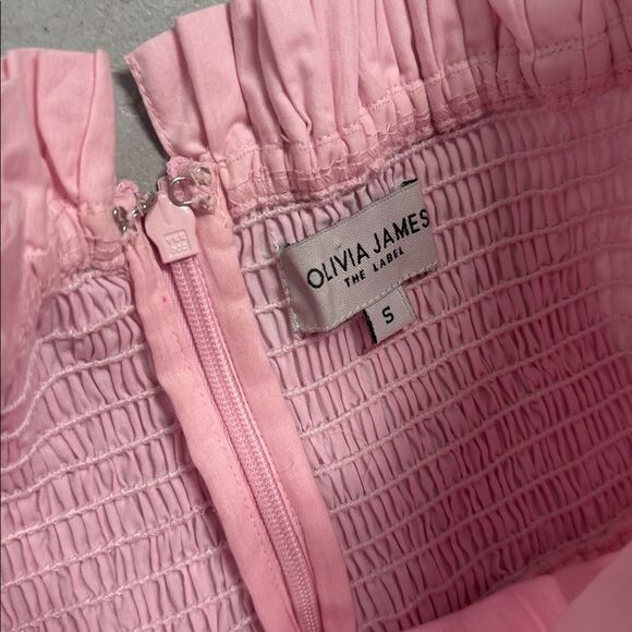 Pink Strapless Dress with Floral Hem - OLIVA JAMES - Brand NWOT Size Small Maxi - Picture 5 of 6